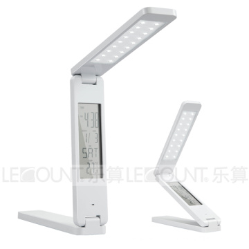 Lampe de table à LED portable et pliable et rechargeable avec calendrier LCD (LTB762)